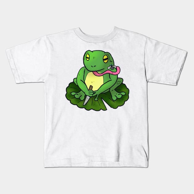 Knife Frog Kids T-Shirt by Micah
